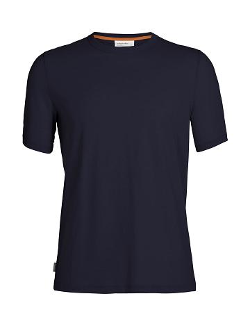 T Shirts Icebreaker Tencel Coton Corta Sleeve Homme Bleu Marine | FR 1195JPQJ